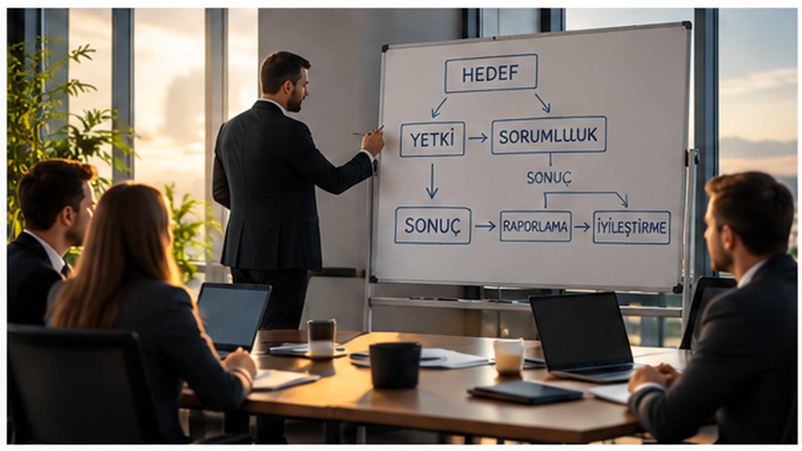 Yetki, sorumluluk ve yönetim sisteminin ekip içinde açık biçimde tanımlandığı yönetim toplantısı